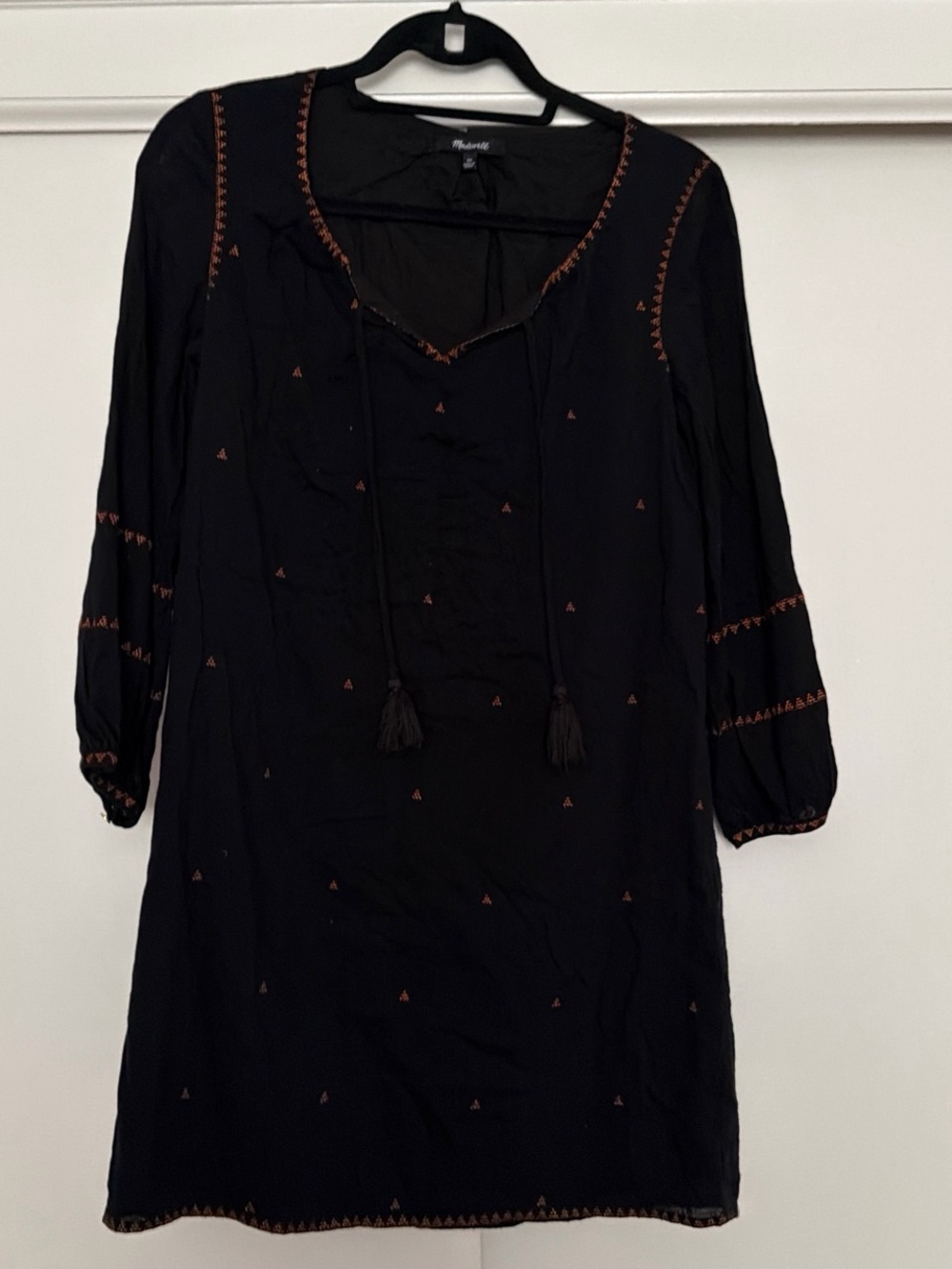 Madewell Black Embroidered Dress